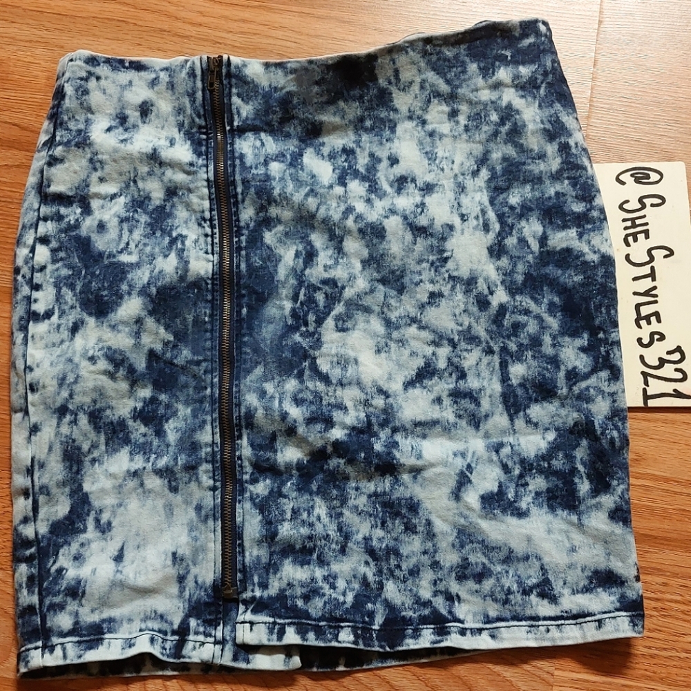 Washed Denim Jean Skirt